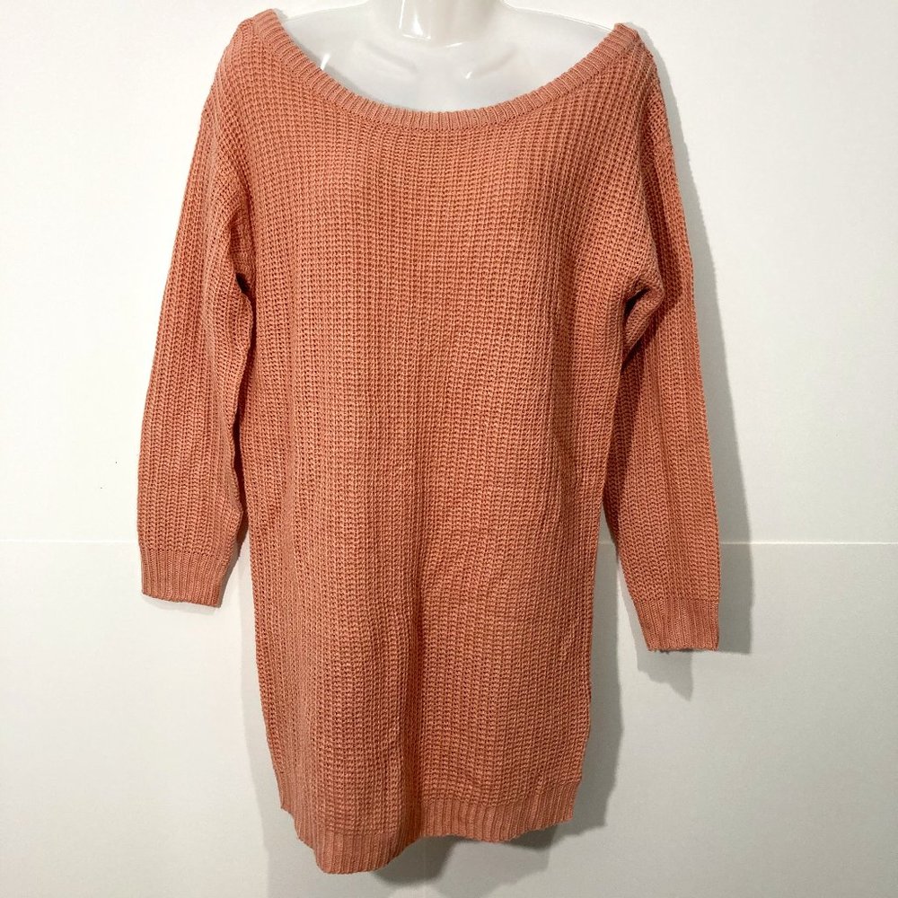 Missguided Petite Off-Shoulder Knit Jumper Dress Pink Size EU 34/36 UK 6/8